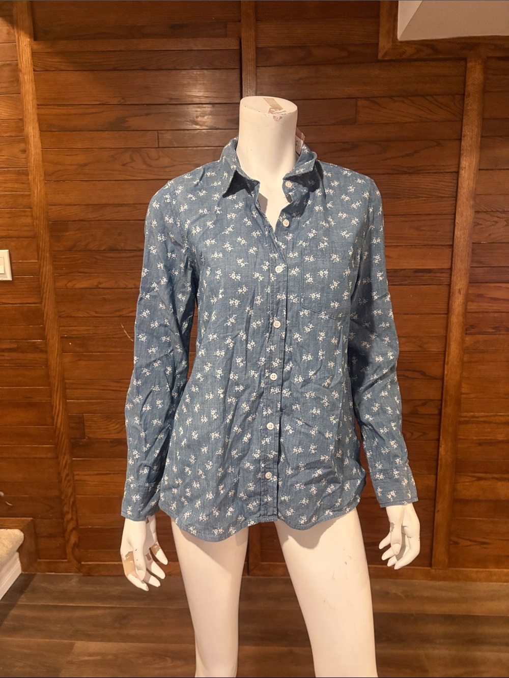 Joe Fresh Denim-Blue Floral Button Down Shirt